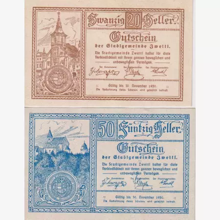 Zwettl 20, 50 heller 1920.